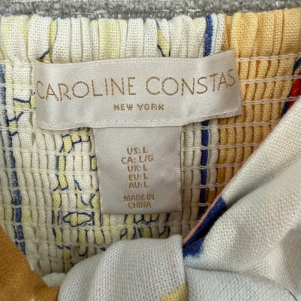 Caroline Constas Champ de Fraises Fruit Bow Mini Dress Women L Multi Color Patch